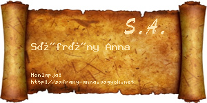 Sáfrány Anna névjegykártya