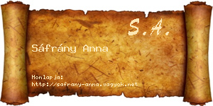 Sáfrány Anna névjegykártya